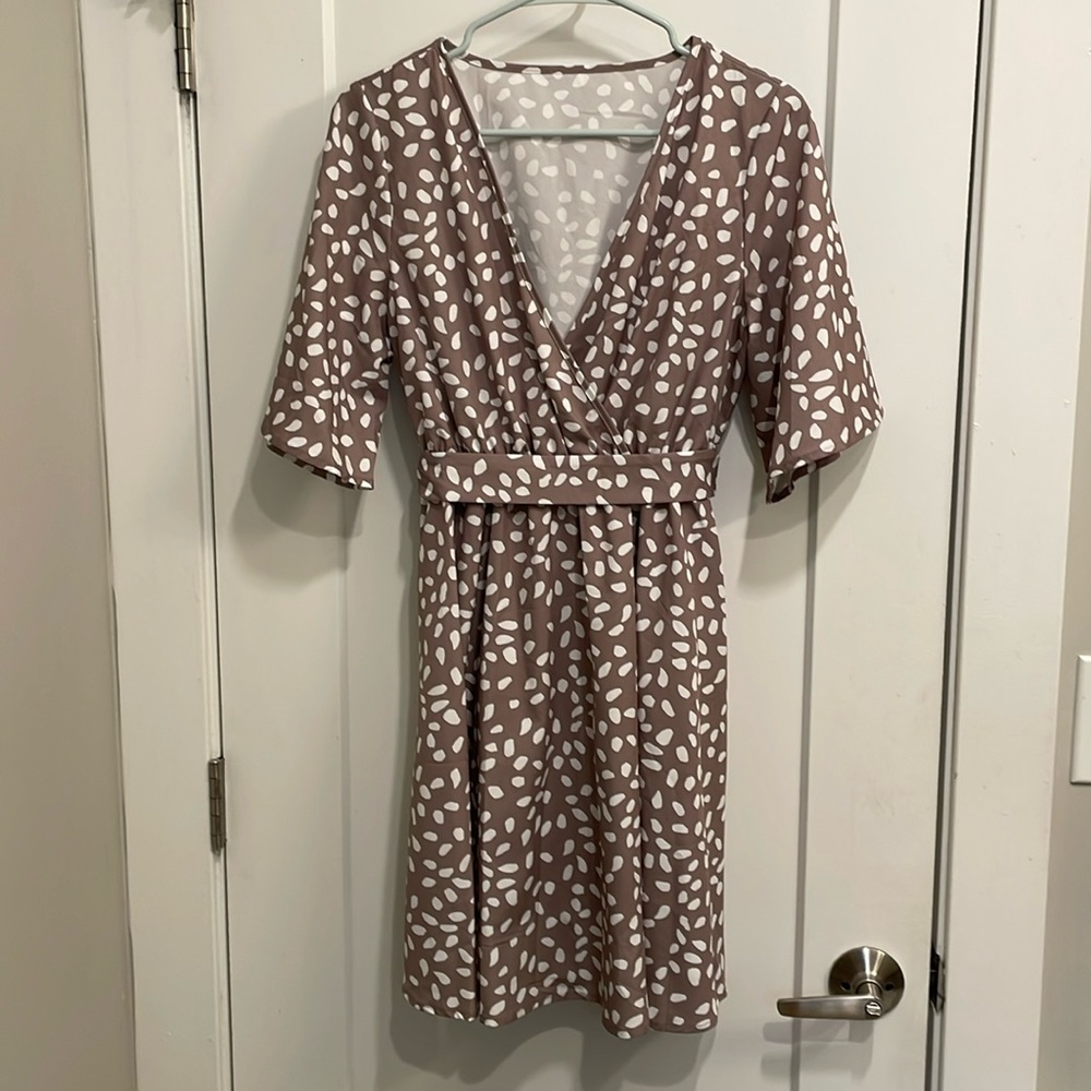 Abstract print “wrap” dress